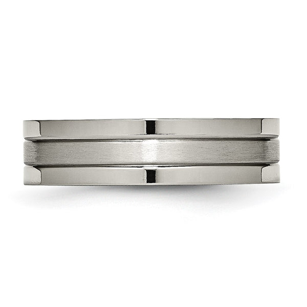 Titanium Grooved 6mm Brushed and Polished Band