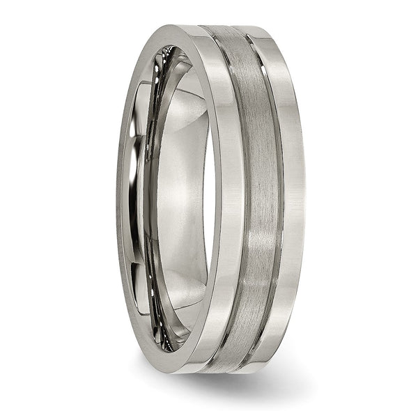 Titanium Grooved 6mm Brushed and Polished Band