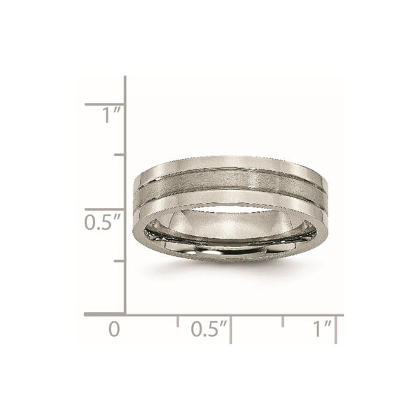 Titanium Grooved 6mm Brushed and Polished Band