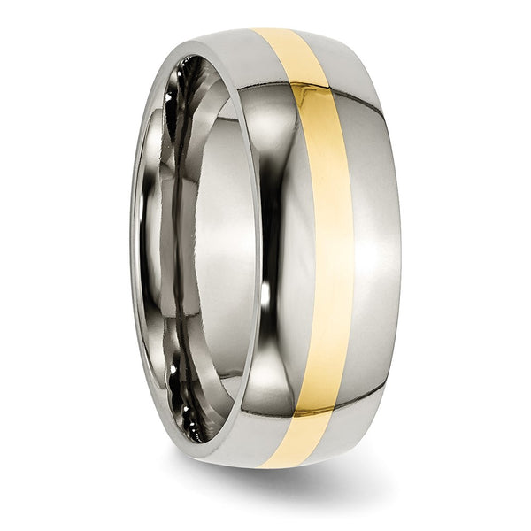 Titanium 14k Yellow Inlay 8mm Polished Band