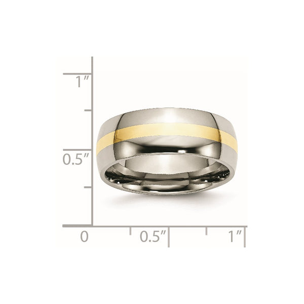 Titanium 14k Yellow Inlay 8mm Polished Band