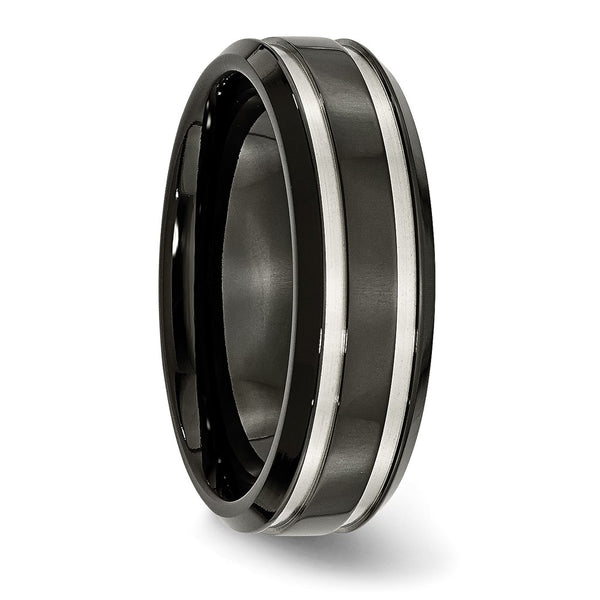 Titanium Black IP-plated Grooved 7mm Band