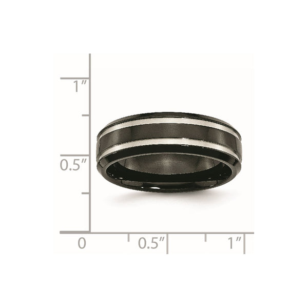 Titanium Black IP-plated Grooved 7mm Band