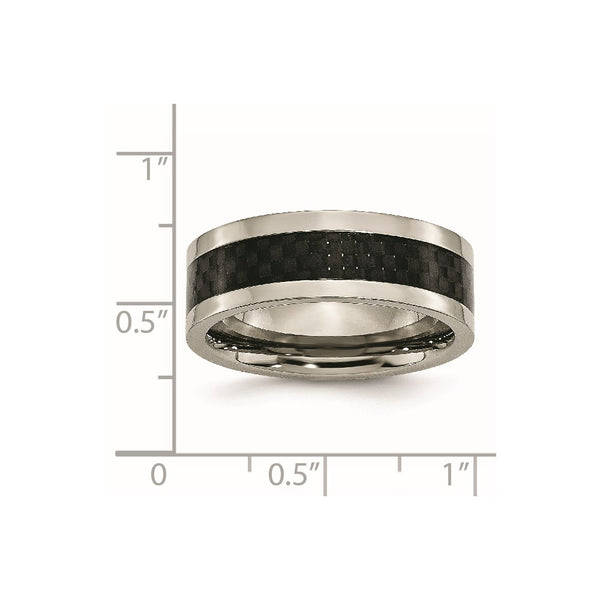 Titanium 8mm Polished with Black Carbon Fiber Inlay Band