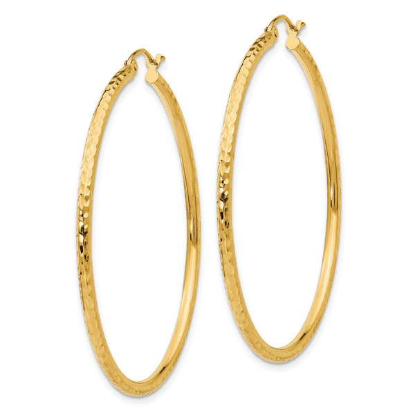 14KT Yellow Gold 45X2MM Diamond-cut Hoop Earrings