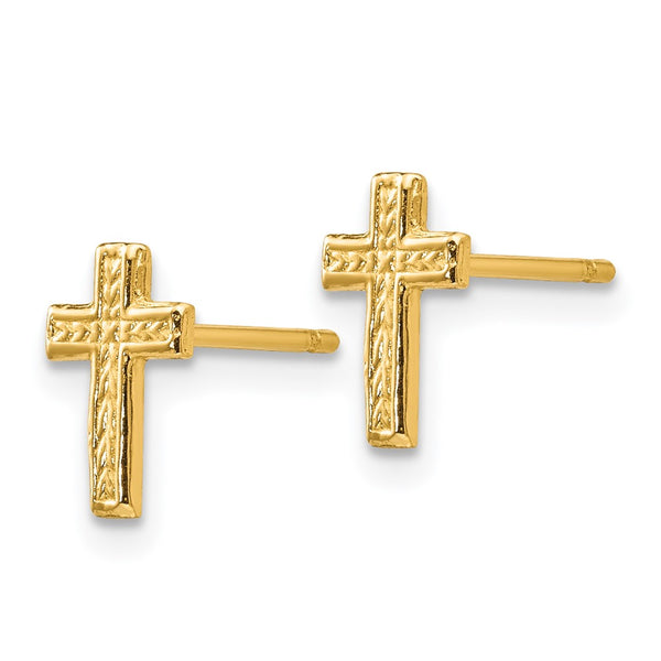 14KT Yellow Gold 9X6MM Cross Earrings