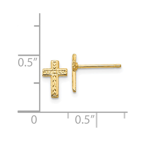 14KT Yellow Gold 9X6MM Cross Earrings