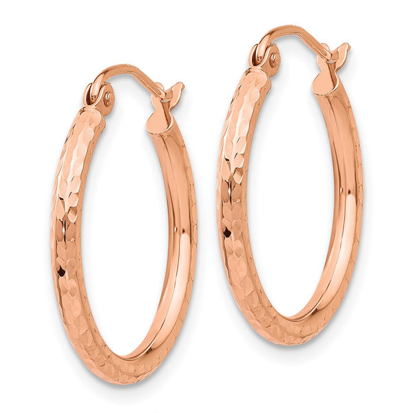 14KT Rose Gold 20X2MM Diamond-cut Hoop Earrings