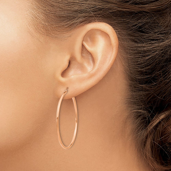 14KT Rose Gold 45X2MM Hoop Earrings