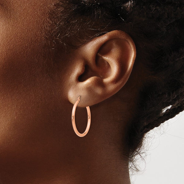 14KT Rose Gold 25X2MM Hoop Earrings