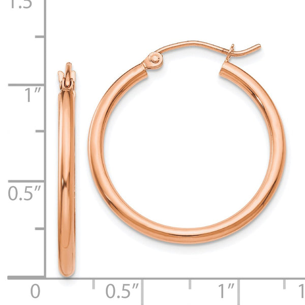 14KT Rose Gold 25X2MM Hoop Earrings