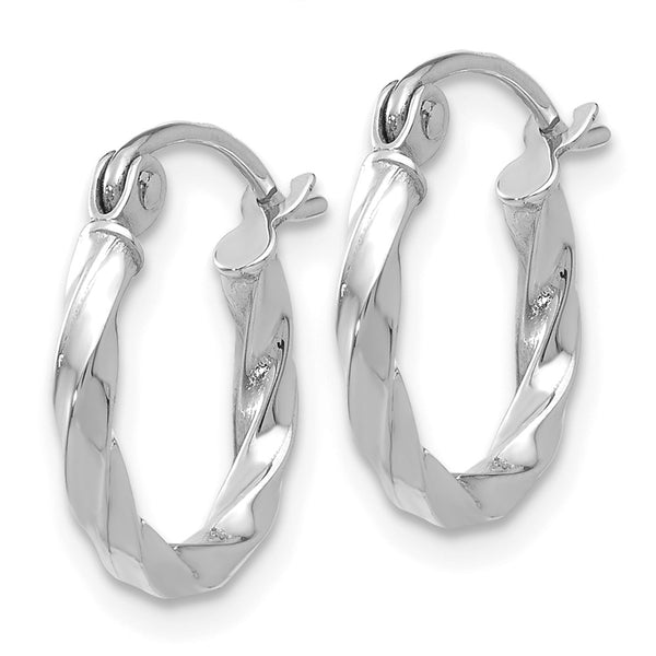 14KT White Gold 10X2MM Twist Hoop Earrings