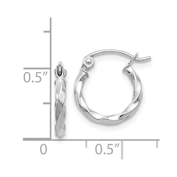 14KT White Gold 10X2MM Twist Hoop Earrings