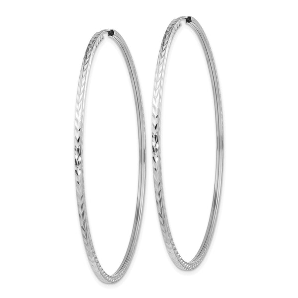 14KT White Gold 59X1.35MM Diamond-cut Endless Hoop Earrings