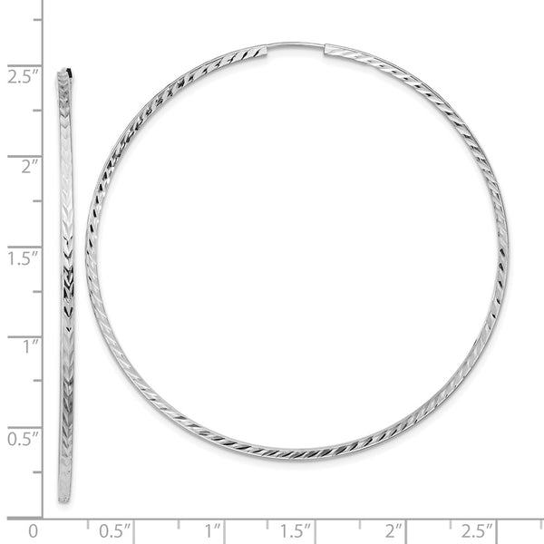 14KT White Gold 59X1.35MM Diamond-cut Endless Hoop Earrings