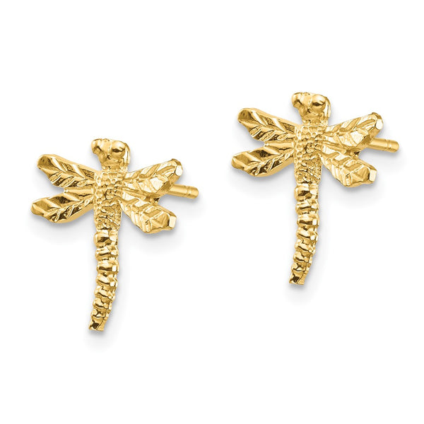 14KT Yellow Gold 11X10MM Dragonfly Earrings