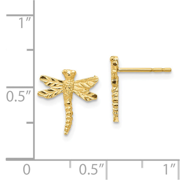 14KT Yellow Gold 11X10MM Dragonfly Earrings