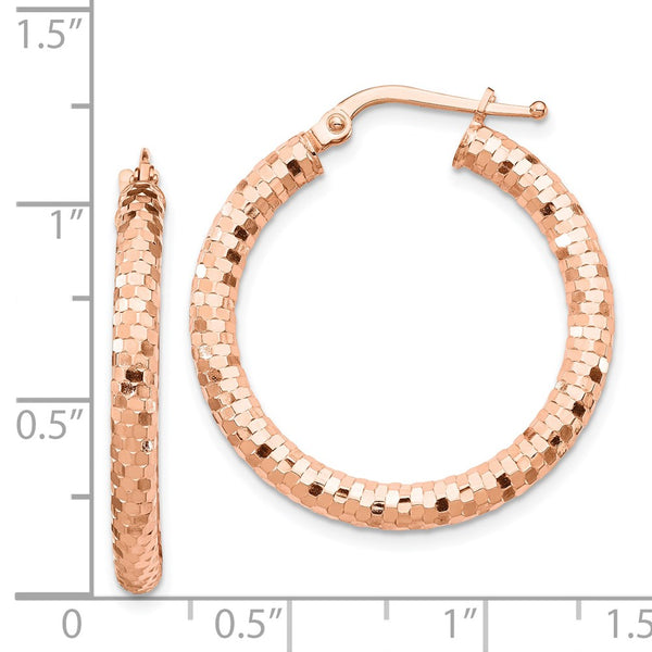 14KT Rose Gold 20X3MM Diamond-cut Hoop Earrings