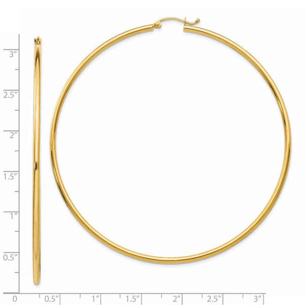 14KT Yellow Gold 75X2MM Hoop Earrings