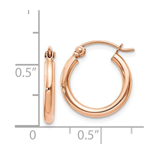 14KT Rose Gold 15X2MM Hoop Earrings