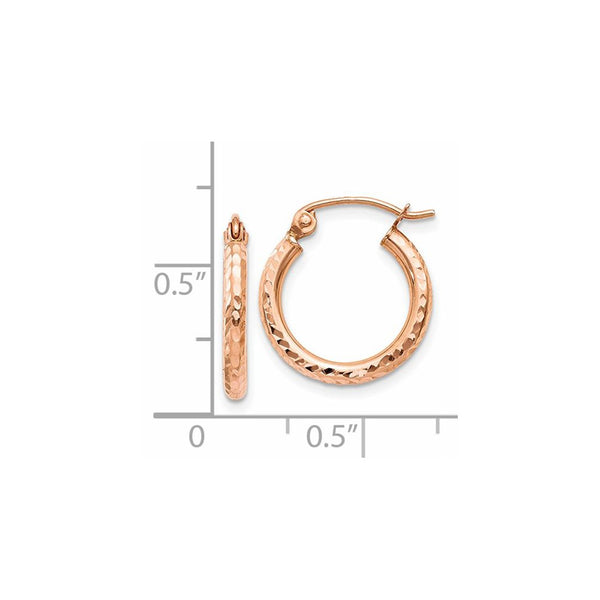 14KT Rose Gold 15X2MM Diamond-cut Hoop Earrings