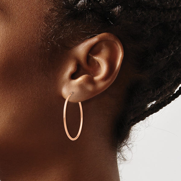 14KT Rose Gold 33X1.5MM Hoop Earrings