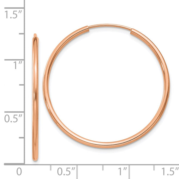 14KT Rose Gold 33X1.5MM Hoop Earrings