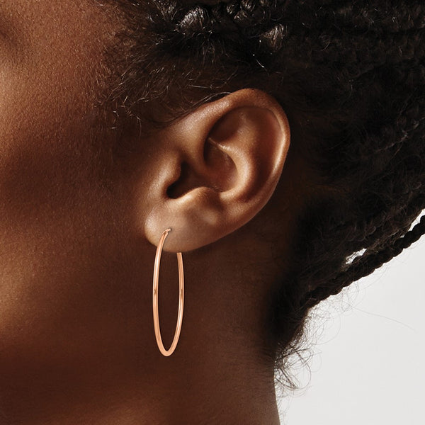 14KT Rose Gold 38X1.5MM Endless Hoop Earrings