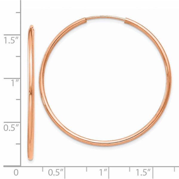 14KT Rose Gold 38X1.5MM Endless Hoop Earrings