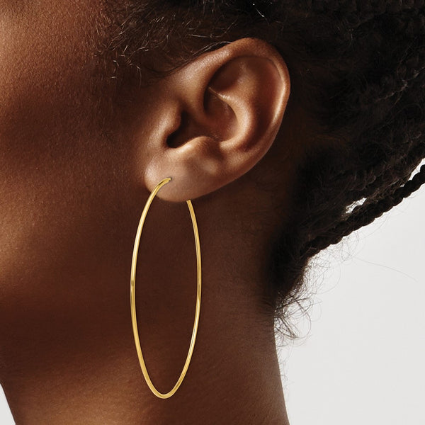 14KT Yellow Gold 62X1.2MM Hoop Earrings