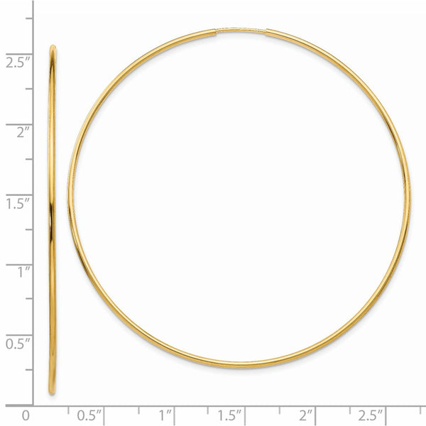 14KT Yellow Gold 62X1.2MM Hoop Earrings