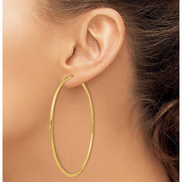 14KT Yellow Gold 69.8X2MM Hoop Earrings