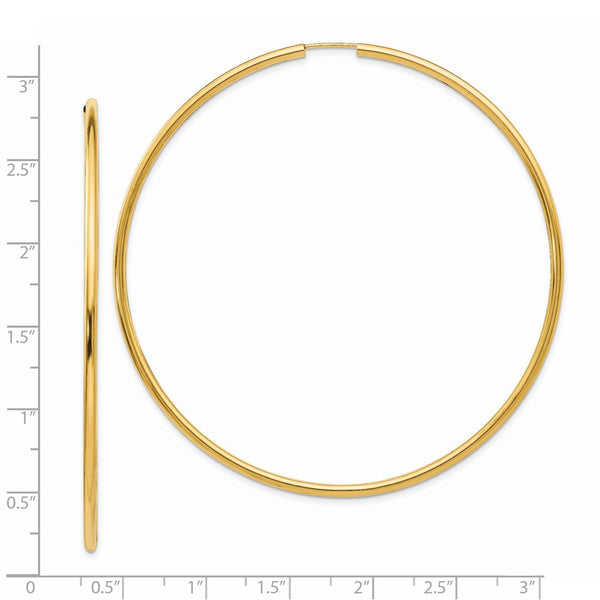 14KT Yellow Gold 69.8X2MM Hoop Earrings