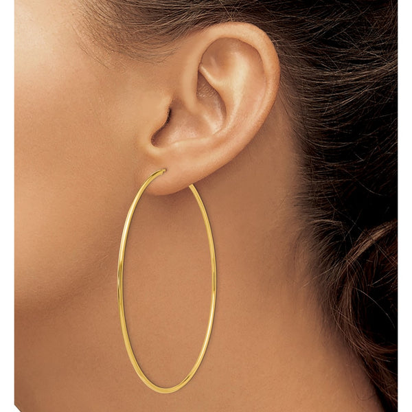 14KT Yellow Gold 70X1.5MM Hoop Earrings