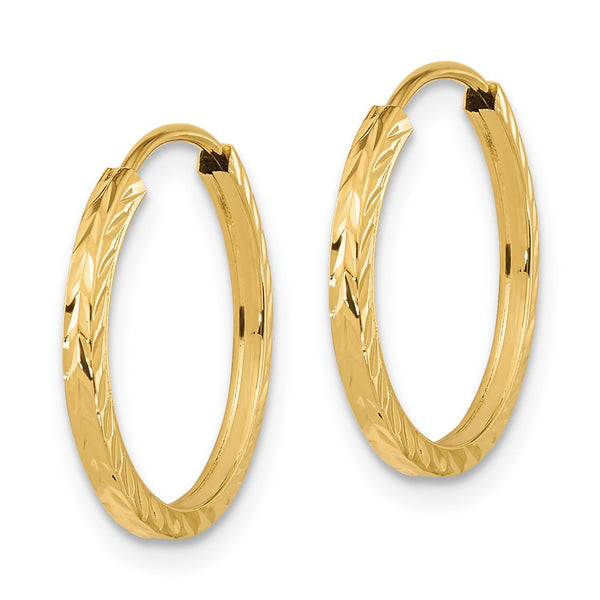 14KT Yellow Gold 17X1.35MM Diamond-cut Hoop Earrings