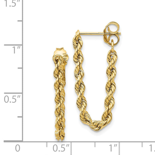 14KT Yellow Gold 28X8MM Dangle Rope Earrings