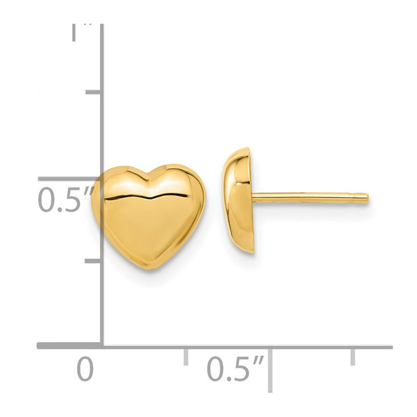 14KT Yellow Gold 7.8X8.6MM Heart Earrings