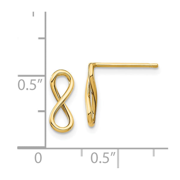 14KT Yellow Gold Stud Infinity Earrings