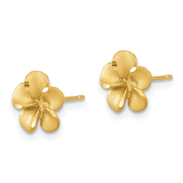 14KT Yellow Gold 8.5MM Diamond-cut Flower Earrings