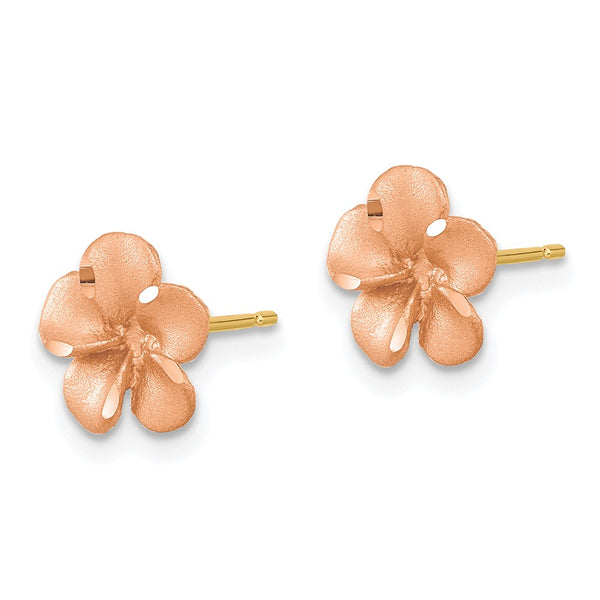 14KT Rose Gold 8.5MM Diamond-cut Flower Earrings