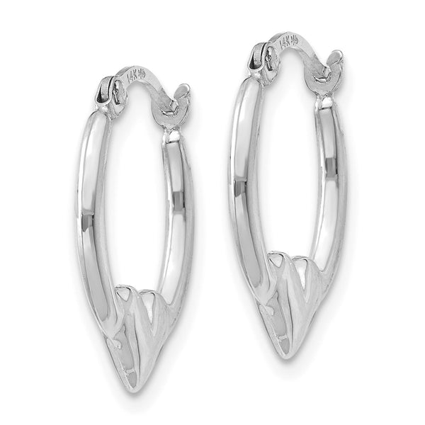 14KT White Gold 16X13MM Heart Hoop Earrings