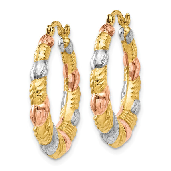 14KT Gold Tri-Color 23X22MM Hoop Earrings