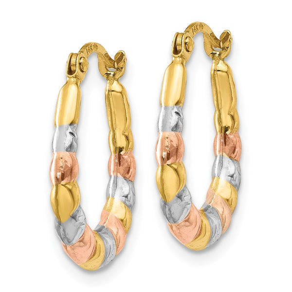 14KT Gold Tri-Color 16X14MM Hoop Earrings