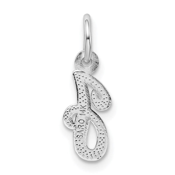 14KT White Gold 16X7MM Initial Pendant; Initial J. Chain not Included