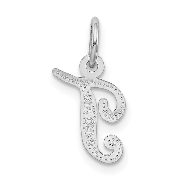 14KT White Gold 16X7MM Initial Pendant; Initial T. Chain not Included