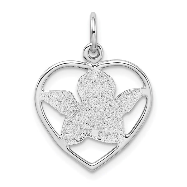 14KT White Gold 24X18MM Angel Heart Pendant. Chain Not Included