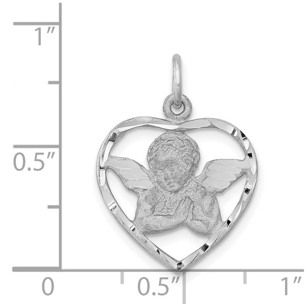 14KT White Gold 24X18MM Angel Heart Pendant. Chain Not Included