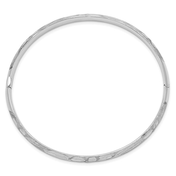 14KT White Gold 7-inch 4MM Hinged Safety Clasp Bangle Bracelet