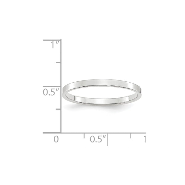 2MM Wedding Ring in 14KT White Gold; Size 7