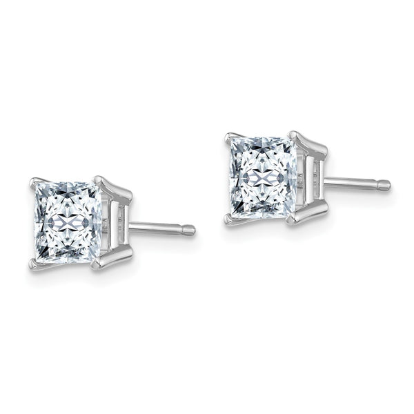 6MM Princess Cut Moissanite Stud Earrings in 14KT White Gold